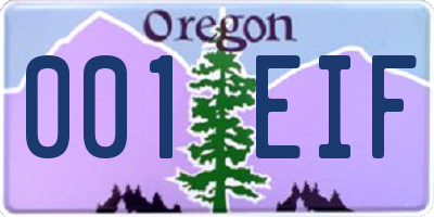 OR license plate 001EIF