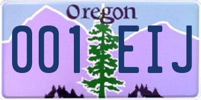 OR license plate 001EIJ