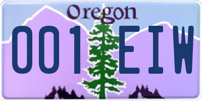 OR license plate 001EIW