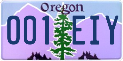 OR license plate 001EIY