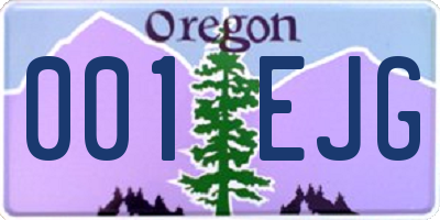 OR license plate 001EJG