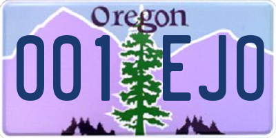 OR license plate 001EJO