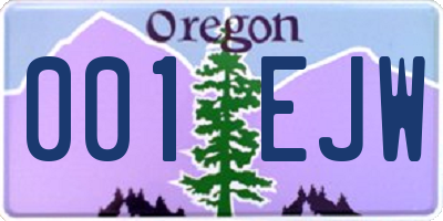 OR license plate 001EJW