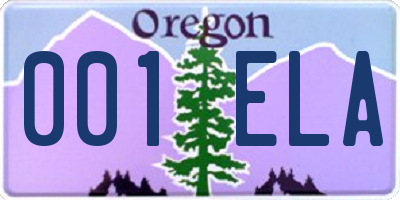 OR license plate 001ELA