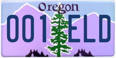 OR license plate 001ELD