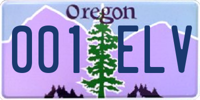 OR license plate 001ELV