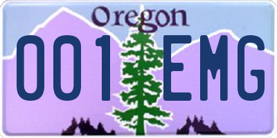 OR license plate 001EMG