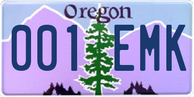 OR license plate 001EMK