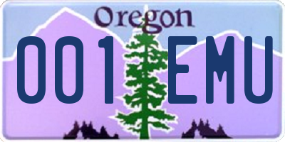 OR license plate 001EMU