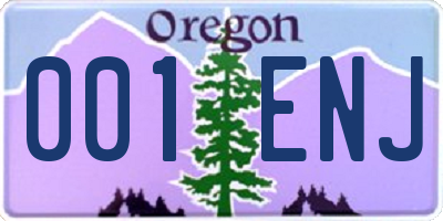 OR license plate 001ENJ