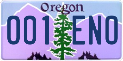 OR license plate 001ENO