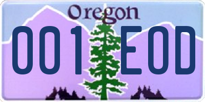 OR license plate 001EOD