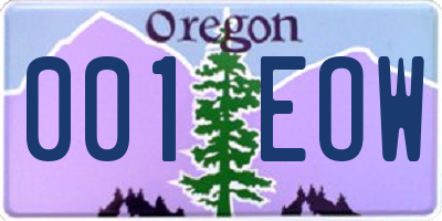 OR license plate 001EOW