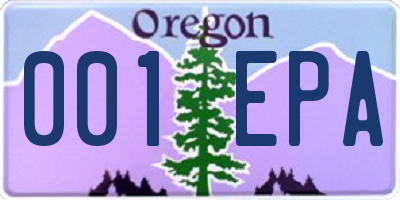 OR license plate 001EPA