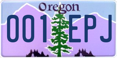 OR license plate 001EPJ