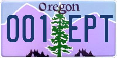 OR license plate 001EPT