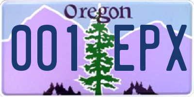 OR license plate 001EPX