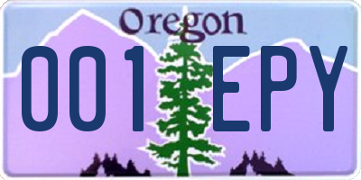 OR license plate 001EPY