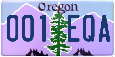 OR license plate 001EQA