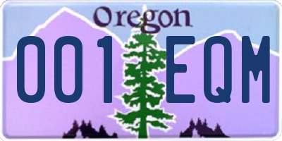 OR license plate 001EQM