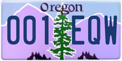 OR license plate 001EQW