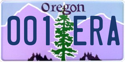 OR license plate 001ERA