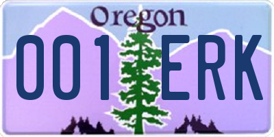 OR license plate 001ERK