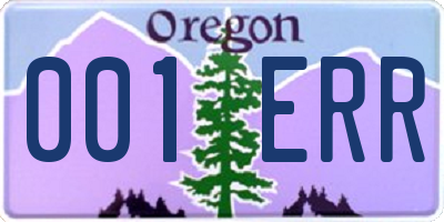 OR license plate 001ERR