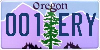 OR license plate 001ERY