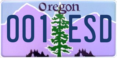 OR license plate 001ESD