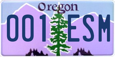 OR license plate 001ESM