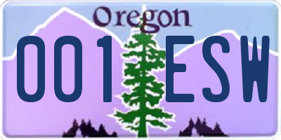 OR license plate 001ESW