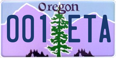 OR license plate 001ETA