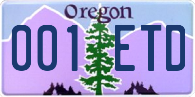 OR license plate 001ETD