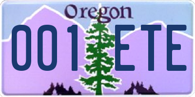 OR license plate 001ETE