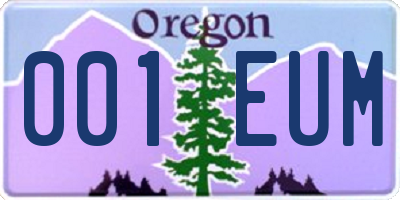 OR license plate 001EUM