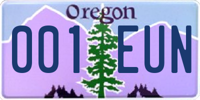 OR license plate 001EUN