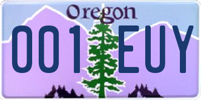 OR license plate 001EUY
