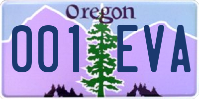 OR license plate 001EVA