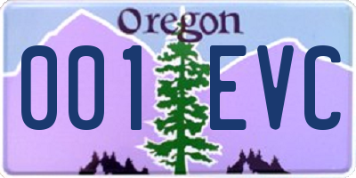 OR license plate 001EVC