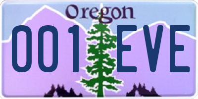 OR license plate 001EVE