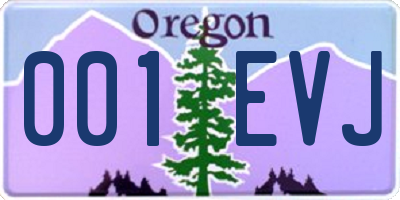 OR license plate 001EVJ