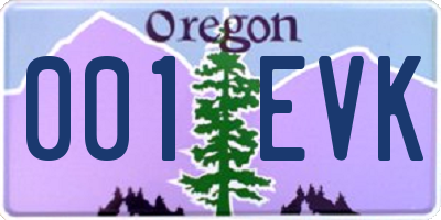 OR license plate 001EVK