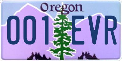 OR license plate 001EVR