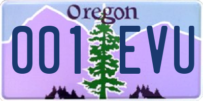 OR license plate 001EVU