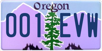 OR license plate 001EVW