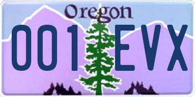 OR license plate 001EVX