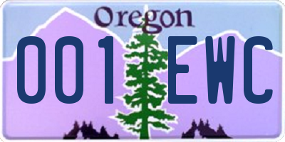 OR license plate 001EWC