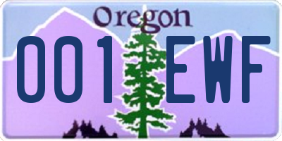 OR license plate 001EWF