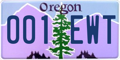 OR license plate 001EWT